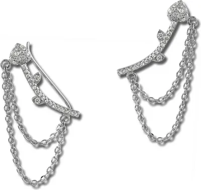 Produktbild von SilberDream Ear Cuff Herz Kettchen Zirkonia weiß Ohrklemmen 925 Silber D2GSO454W