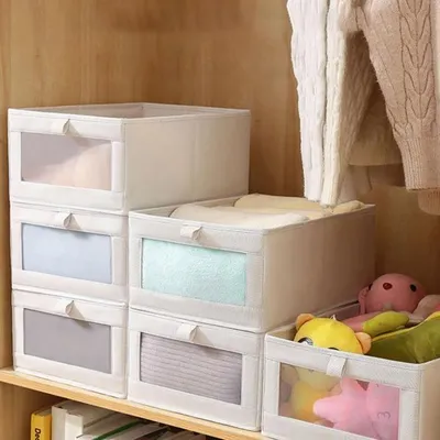 Obrázek produktu pro Úložný box na spodní prádlo - WIRLSWEAL - 1 kus, 47 x 27 x 22 cm - Béžový - Dámský - Ne