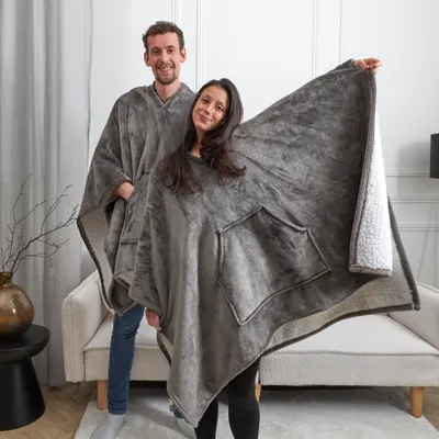 Image de Plaid Poncho Gris