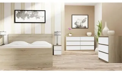 Immagine prodotto di Comodino Topeshop M2 SONOMA MIX con 2 cassetti, quercia, bianco