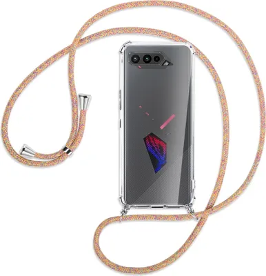 Produktbild von Handykette Backcover-Schutzhülle mit Band (Metall silberfarben) für Asus ROG Phone 5, 5 Ultimate, 5 Pro - Rainbow