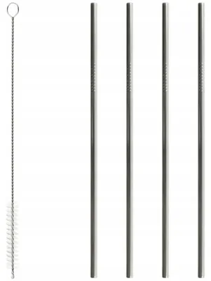 Produktbild von Metall-Trinkhalme wiederverwendbar, silberfarben, 4er Set