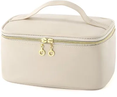 Produktbild von Kosmetiktas, Reisekosmetikkoffer, große Reisetasche für Kosmetik, schwarz, Damenkosmetikkoffer mit Griffen und Fächern