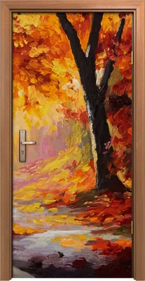 Produktbild von Türposter 90x200 cm Türaufkleber Türtapete Türfolie Klebefolie Landschafts Malerei Herbst Wald