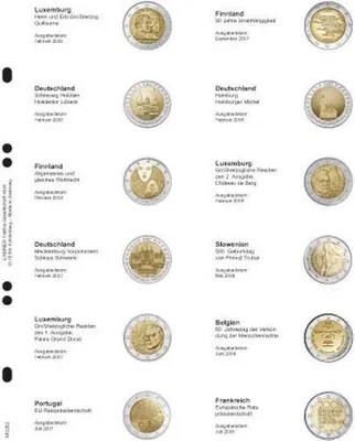 Produktbild von Lindner MU2E2 Multi Collect Vordruckblatt für 2 € Gedenkmünzen: Luxemburg 2006 - Frankreich 2008