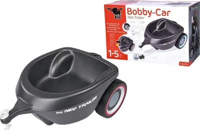 Productafbeelding van Aanhanger BIG Bobby Car Neo, antracietkleurig | Met roze en turquoise ringen op de velgen | Compatibel met alle BIG Bobby Cars