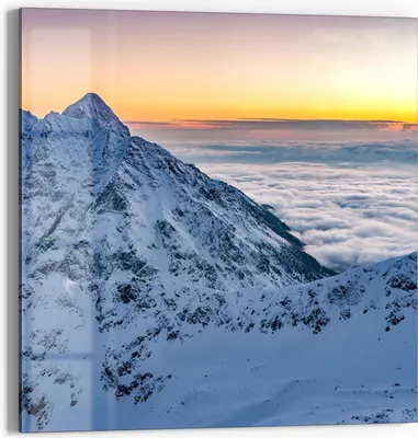 Produktbild von DEQORI Glasbild Echtglas 50x50 cm 'Tatraberge bei Morgenrot' Wandbild Bild modern Deko