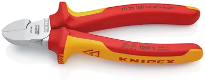 Produktbild von Knipex 70 26 160, Diagonale Zange, Chrom-Vanadium-Stahl, Kunststoff, Orange, Rot, 160 mm, 216 g