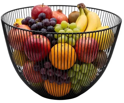 Immagine prodotto di Vassoio portafrutta/cestino da cucina moderno in metallo nero, 25 cm