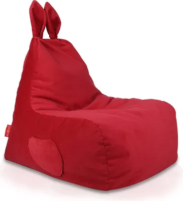 Produktbild von Ecopuf Kindersitzsack, Kaninchen Design, Sitzsack mit Tasche, Bunny Large, Rot A12