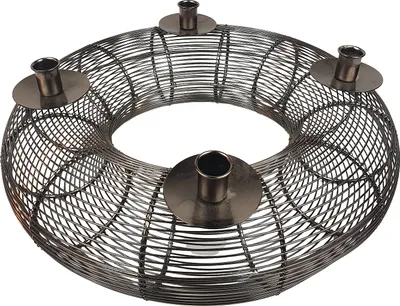 Produktbild von Sesua Adventskranz Metall Silber ⌀ 41cm Weihnachtskranz Deko Kranz Kerzenständer Kerzenhalter