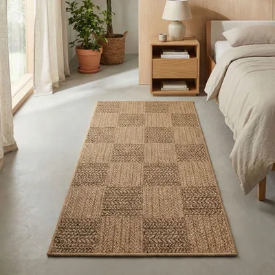 Obrázok produktu pre Carpetsale24 Koberec do interiéru aj exteriéru, vodoodolný, s prírodným vzhľadom z juty, ideálny do obývacej izby, kuchyne, na terasu a balkón, rozmery: 80 x 150 cm