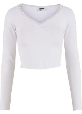 Obrázok produktu pre Urban Classics, dámske dlhý rukáv, model "Langarmshirt", krátky rukáv, blúzka s čipkou, biela, veľkosť M