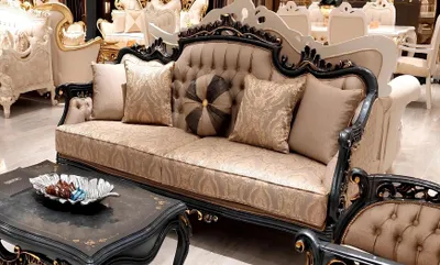 Produktbild von Sitz Dreisitzer Sofa 3 Sitzer Klassisches Sofa Sofas Möbel Stoff Stil Barock Neu