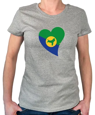 Produktbild von Huuraa Damen T-Shirt Weihnachtsinsel Flagge Herz S Sport Grey Bio Baumwolle Fairtrade Damenshirt Geschenkidee