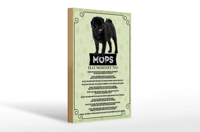 Produktbild von Holzschild Spruch 20x30cm Tiere Mops Hausordnung Hunde