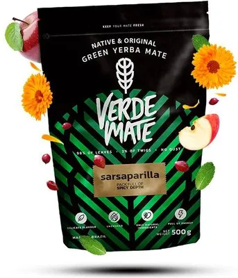Produktbild von Verde Mate - Mate Tee Sarsaparilla 500g - 5mm Dicke Blätter, Staubfrei - Erfrischend, Mild - Apfel, Minze - Luftgetrocknet - Yerba Mate Brasilien