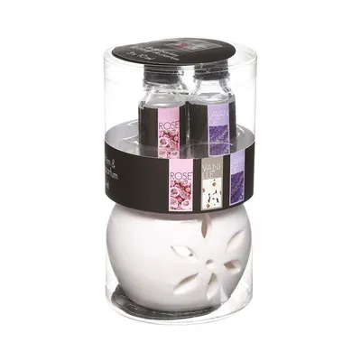 Produktbild von Atmosphera Créateur d'intérieur Duftlampe mit Duftöle Set Keramik weiß 8 cm x 8,5 cm x 7,5 cm