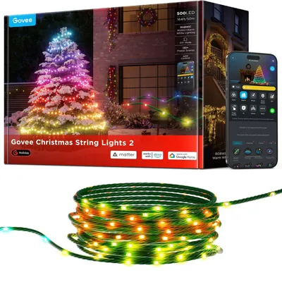 Smarte Lichterkette 50 m, 500 LEDs, RGBICW, App-Steuerung, 130+ Szenen, grün