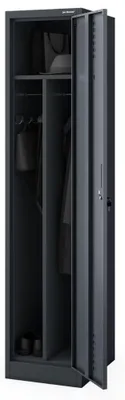 Produktbild von Umkleideschrank Spind KACPER 1 Abteil Etikettenhalter Lüftungsschlitze | Umkleidespind Metall Schließfachschrank Garderobenspind 180x40x50cm Anthrazit