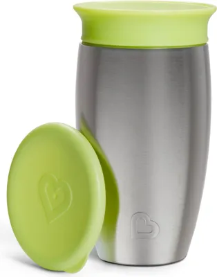 Zdjęcie produktu dla Kubek do picia ze stali nierdzewnej Munchkin - Miracle® 360° Sippy Cup - chłodzi do 10 godzin - szczelny kubek do picia - 266 ml - zielony - od 12 miesięcy