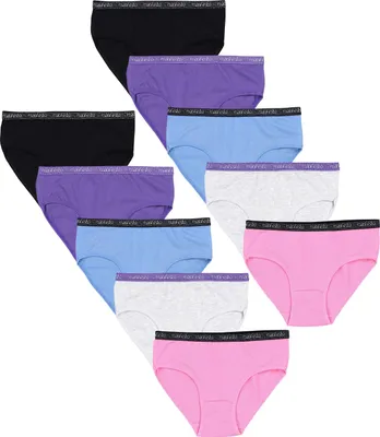 Produktbild von TupTam Unterhosen Mädchen 10er Pack – Bequeme Unterwäsche für Mädchen aus Baumwolle, Farbe: Slips / Rosa Lila Blau Schwarz Grau, Größe: 104-110