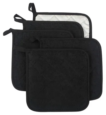 Immagine prodotto di Set di 5 presine resistenti al calore, colore nero, 18x18 cm, in cotone