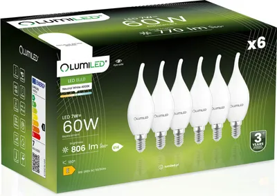 Obrázek produktu pro LUMILED BA35 E14 LED žárovka 6 kusů sada 7W (nahrazuje 60W) 806lm mléčné vlákno skleněná žárovka tvar svíčky poryv větru 4000K neutrální bílá žárovka žárovky 360° úhel vyzařování svíčka lampa