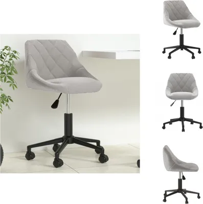 Image de vidaXL Chaise de bureau Pivotante Gris clair Velours - Chaises de bureau