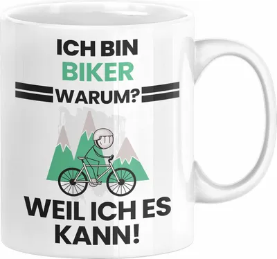 Produktbild von Biker Geschenk Tasse Lustiger Spruch Ich Bin Biker Warum Weil Ich Es Kann Geschenkidee Bester Biker Geburtstag Kaffee-Becher (Weiß)