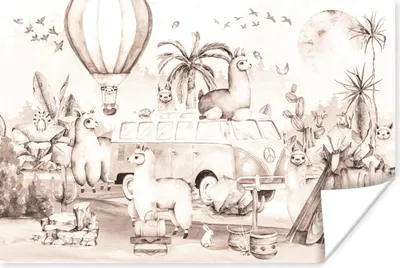 Produktbild von MuchoWow® Poster Kinder - Alpaka - Heißluftballon - Junge - Mädchen 120x80 cm - Bilder