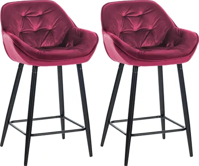 Produktbild von CLP 2er Set Barhocker Gibson Samt, Sitzhöhe 76 cm | Farbe lila