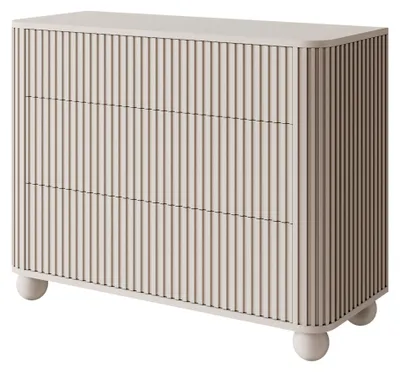 Immagine prodotto di Selsey Arvello - Comodino a 3 cassetti, con incavi e piedini a sfera, color greige, 93 cm