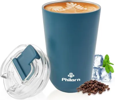 Zdjęcie produktu dla Kubek termiczny Coffee to go Kubek ze stali nierdzewnej 380 ml Niebieski Szczelny