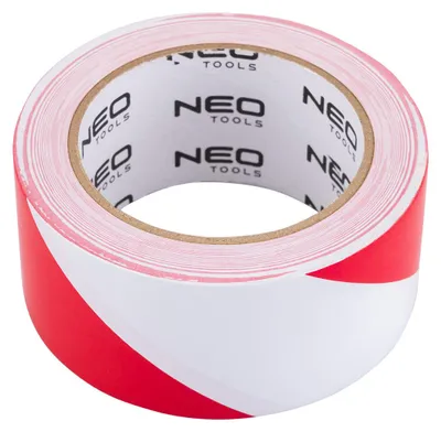 Produktbild von NEO TOOLS Warnmarkierungsband Selbstklebend Rot-Weiß 50mm x 33m: Stark haftendes Sicherheitsband zur Bodenmarkierung von Gefahrenstellen