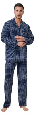 Imagen del producto de Elzusha - Conjunto de pijama de algodón de dos piezas para hombre