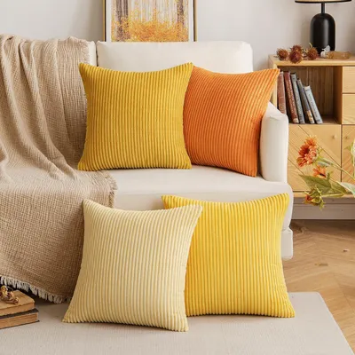 Immagine prodotto di Set di 4 federe in velluto a coste, 60 x 60 cm