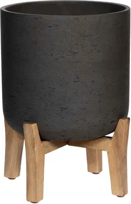 Produktbild von Pottery Pots Blumentopf Charlie Feet Low Grau-Schwarz D 36 cm H 45 cm