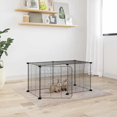 Obrázek produktu pro vidaXL 8dílná klec pro domácí mazlíčky s dvířky černá 35x35 cm ocelová