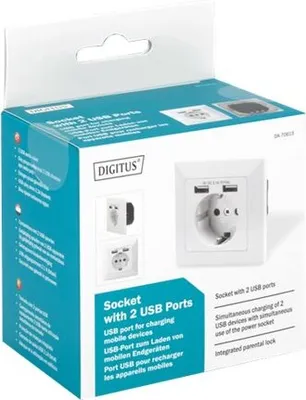 Obrázok produktu pre DIGITUS DA-70613 Zásuvka pod omietku DIGITUS, biela, s 2x USB portom, biela