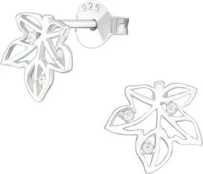 Produktbild von Ohrstecker Blatt: Ohrringe Silber 925 mit Zirkonia