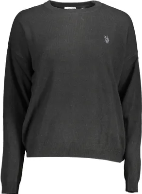 Produktbild von Eleganter Damenpullover in Schwarz mit Rundhals und Stickerei-Details