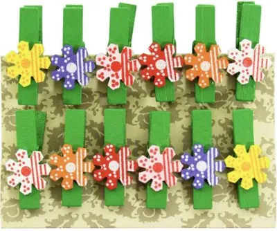 Produktbild von Oblique Unique 12 Mini Wäscheklammern Holz Miniklammern Deko Klammern -bunte Blumen 2