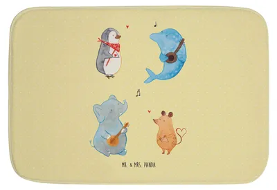 Produktbild von Mr. & Mrs. Panda Badezimmerteppich Big Band - Gelb Pastell - Geschenk, Hund, Duschvorleger, Maus, Lustige Sprüche, Badteppich, Gitarre, Pinguin, badezimmervorleger, Musik