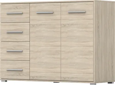 Produktbild von 2er-Set Schwebetürenschrank Schrank Kleiderschrank mit zwei Spiegeln Sonoma/Sonoma 150cm Vista 01 mit Kommode 135cm FRIDA 01