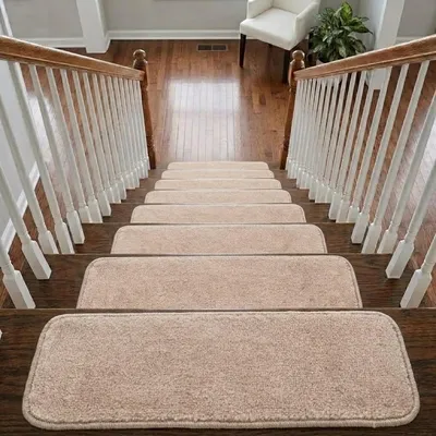 Treppenteppich Antirutsch 22x67 cm, 11 mm, Beige, 13 Stück