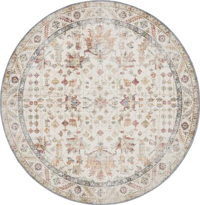 Produktbild von benuta Waschbarer Vintage Teppich George Multicolor/Beige ø 160 cm rund Wohnzimmerteppich Schlafzimmer weich orientalisch