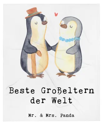 Produktbild von Mr. & Mrs. Panda Decke Pinguin Beste Großeltern der Welt - Weiß - Geschenk, Geschenkidee, Kuscheldecke, Geburtstag, Grosseltern, Kleinigkeit, Oma, Bettdecke, Winterdecke