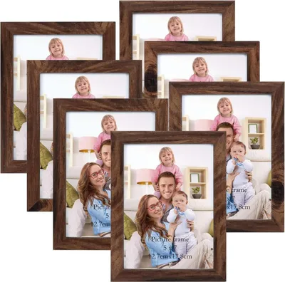 Produktbild von Fotorahmen Set Braun 7 Stück 13x18 cm für Bilder und Fotos, Collage mit Wand- oder Tischaufsteller