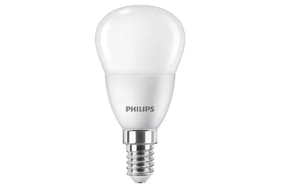 A Philips LED light bulb on a white background.